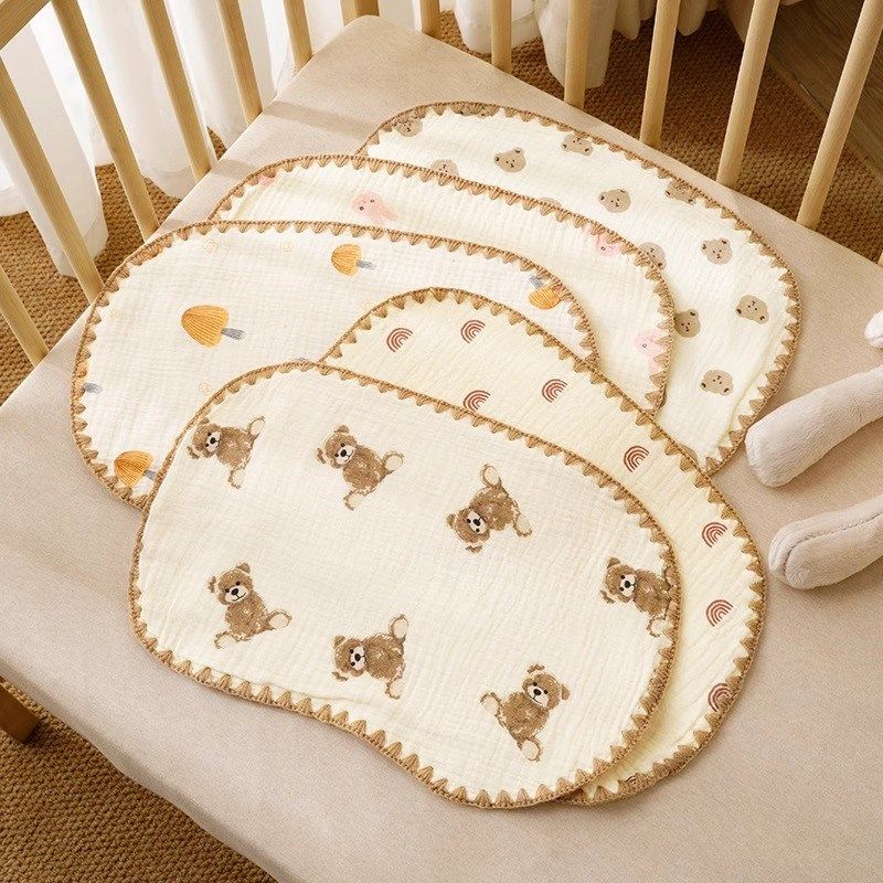 云片枕婴儿枕头透气吸汗新生儿宝宝纱布柔软平枕巾0到1岁YYE