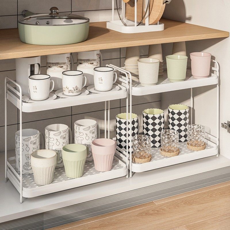 杯架子置物架晾放玻璃茶杯咖啡杯家用双层托盘放水杯收纳沥水架