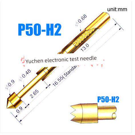 华荣探针P50-H2/Pa50-H2 0.9九爪梅花头测试针Pcb电路板弹簧顶针
