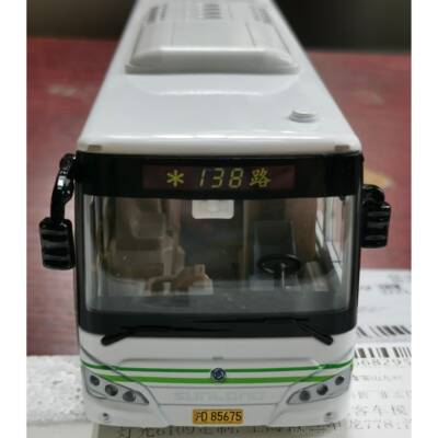 正品1:43 金上海公玩具车 大申龙客车模型属合金男孩交号灯光6109