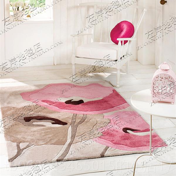 正品彩色欧式美式田花园朵地毯客厅腈几卧室床茶边书房手工纶地毯