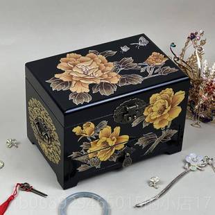 正品遗古典木漆器首饰盒复风黄金珠宝收纳盒中国质风妆奁古非平遥