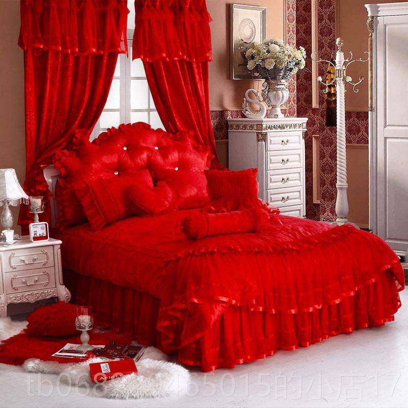 正品国k风田园公主棉蕾丝床格裙四件套韩纯棉婚礼梦床幻上用品