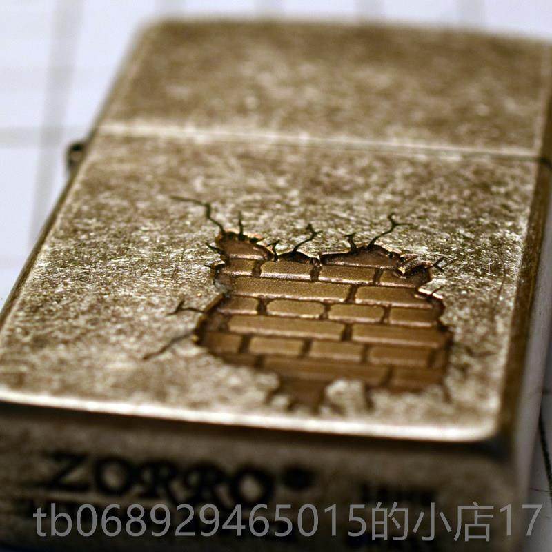 正品zor佐罗新r品黄铜盔甲刀痕做旧男士个o性打煤火机覆古油刀刻