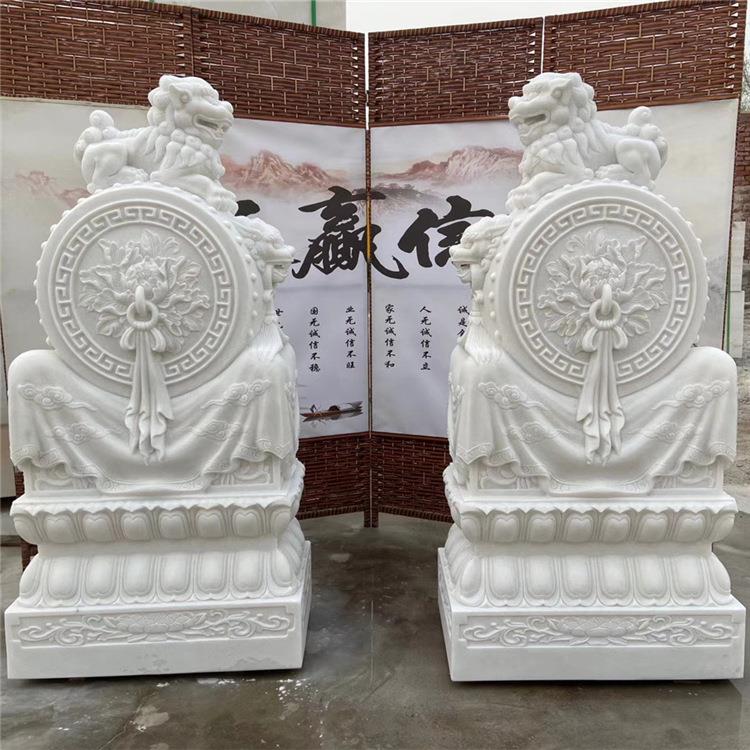 石雕门墩抱鼓石一对家用门口汉白玉石鼓青石仿古狮子门墩摆件
