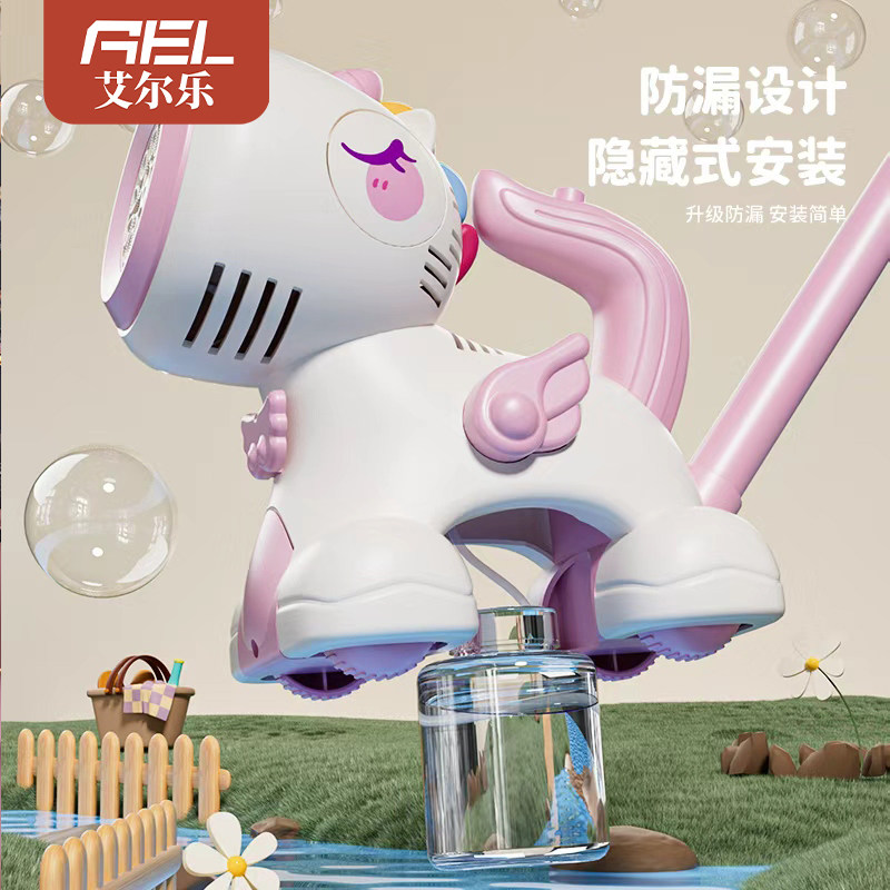 宝宝早教手推学步车独角兽全自动泡泡机一键出泡七彩灯光益智玩具