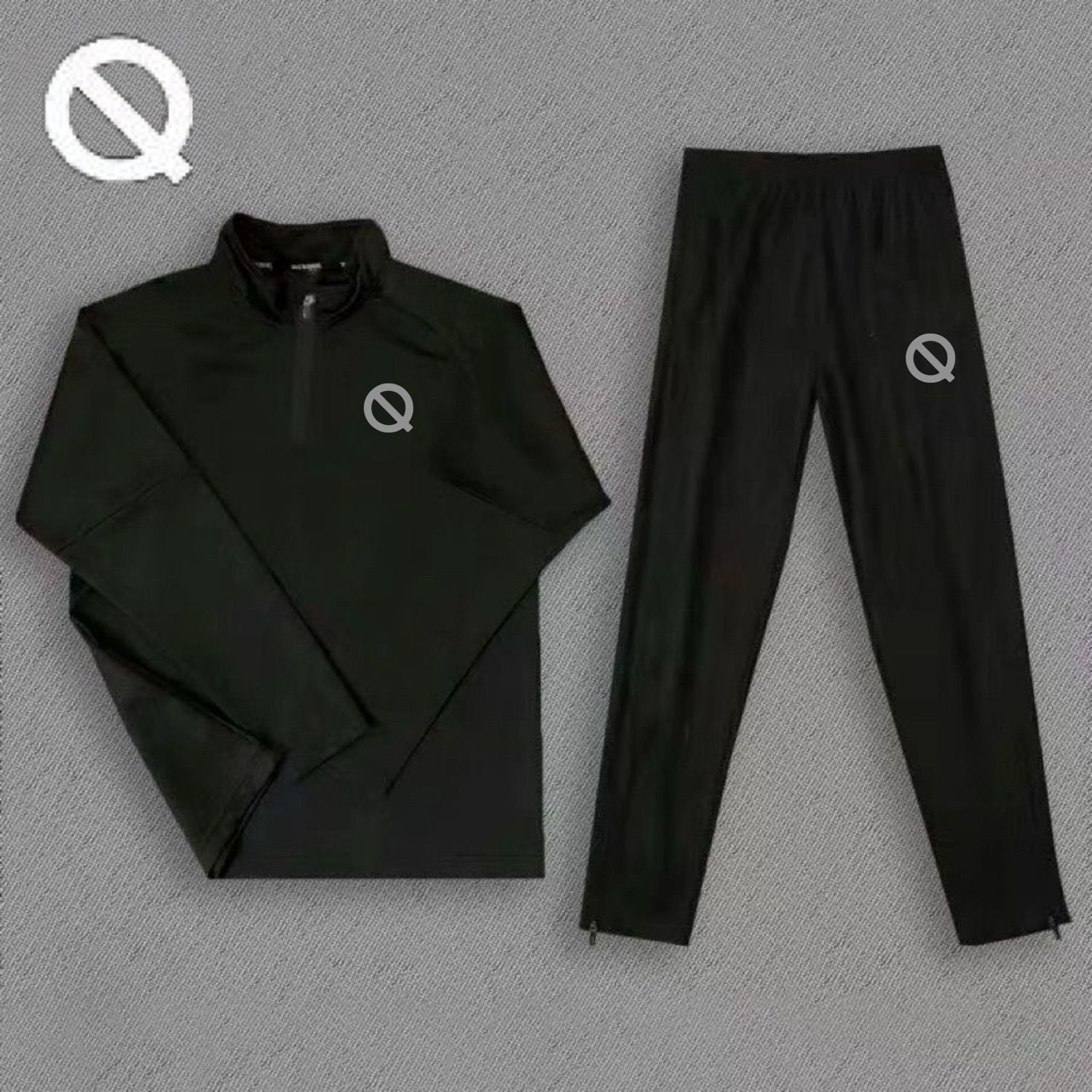 QG秋冬新款户外运动速干长袖男半拉链跑步健身上衣轻薄透气立领