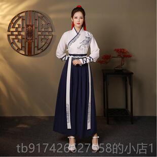 新款初中生古装侠客女的舞蹈骁演汉服武侠出中国风班成服人雪龙吟