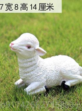 新款羊仿真装饰摆羊件树脂动物工艺品可爱生肖小户外花园装庭院饰