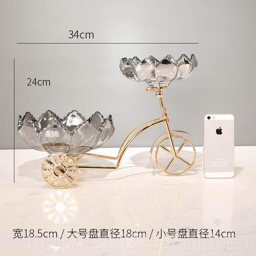 新款轻奢创干意玻摆璃水果盘简约现代盘轻奢高果档家用客厅茶几果