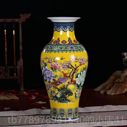 高档景德镇插珐瑯瓷彩花瓶陶装饰博古架瓷器摆件花彷6古摆件高3cm