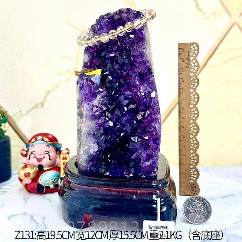 高档乌拉轻圭天然晶洞原石头摆件底座水小配饰消磁簇聚宝盆办公桌图片