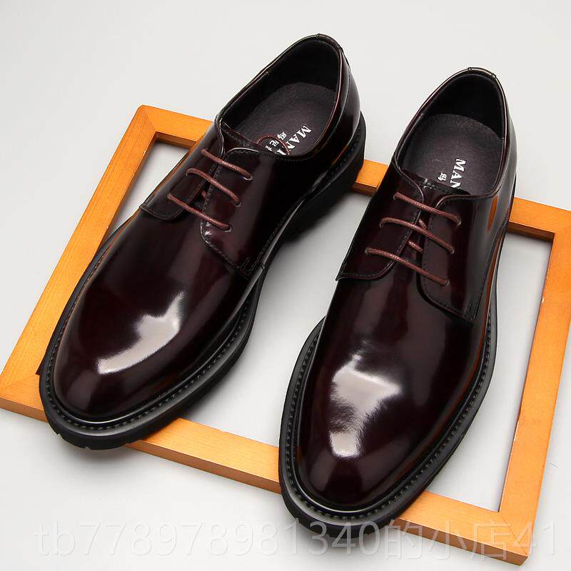 高档春婚秋韩国男鞋大脚趾皮男真皮圆脚趾英国鞋休闲男鞋漆皮鞋套