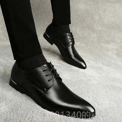 高档皮鞋男尖韩头商版务正装英伦潮流夏季透气真皮内增高6c休闲 m