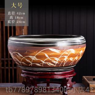 高档景养德镇陶瓷鱼缸桌面摆大号金锦鱼乌龟鲤龟睡件莲荷花盆客厅