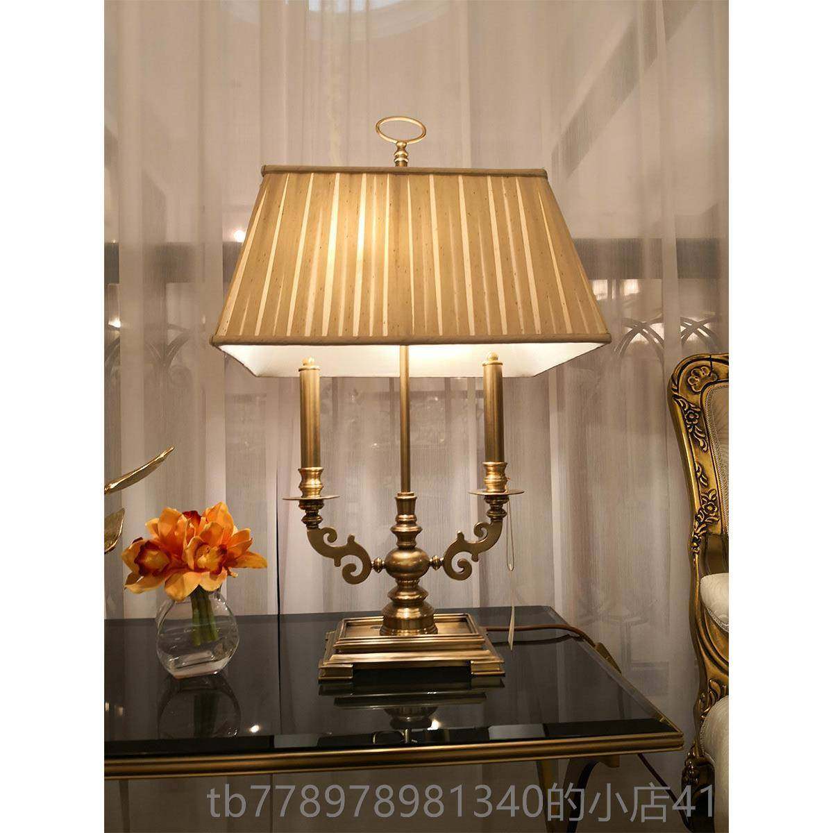 高档出纯口美式铜台别高档灯简美灯饰全铜台灯欧式古典书房简约墅