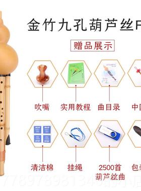 高档人葫芦丝乐器C调F调成G调专业演器奏型乐秦艺监制金竹九孔葫