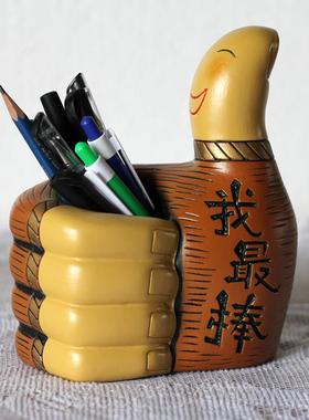 高档励陶笔筒瓷创桌面装饰个性文具志摆件儿童生日礼品意学生实用