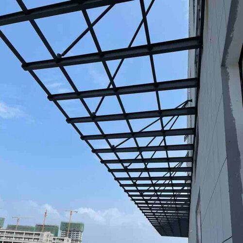 大厦连廊挡雨玻璃棚安装钢化夹胶玻璃雨棚工程玻璃爪件雨棚安装队