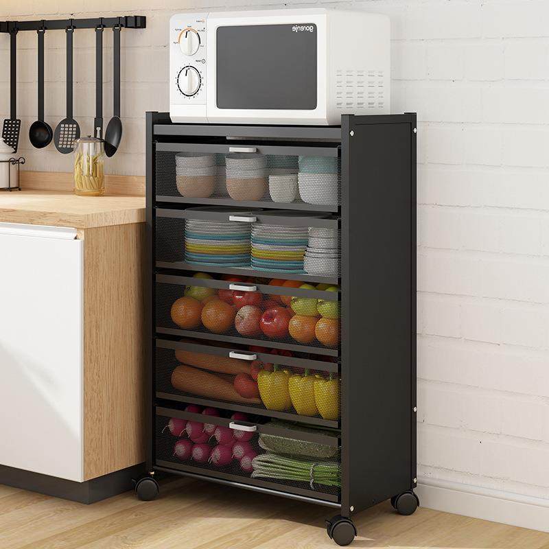厨房蔬菜置物架落地多层抽屉式菜篮子收纳架多功能放水果储物柜子