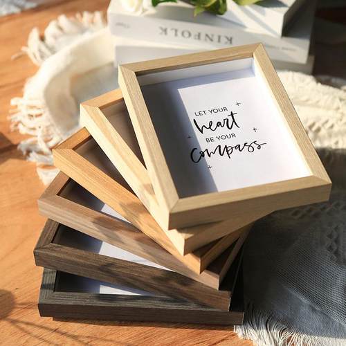 北欧简约实木相框摆台中空立体精致6寸7寸8寸创意diy画框挂墙框架
