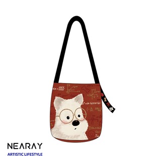 倪睿女士新款红色帆布包,可爱学术小狗水桶包,通勤肩包,斜挎包,礼