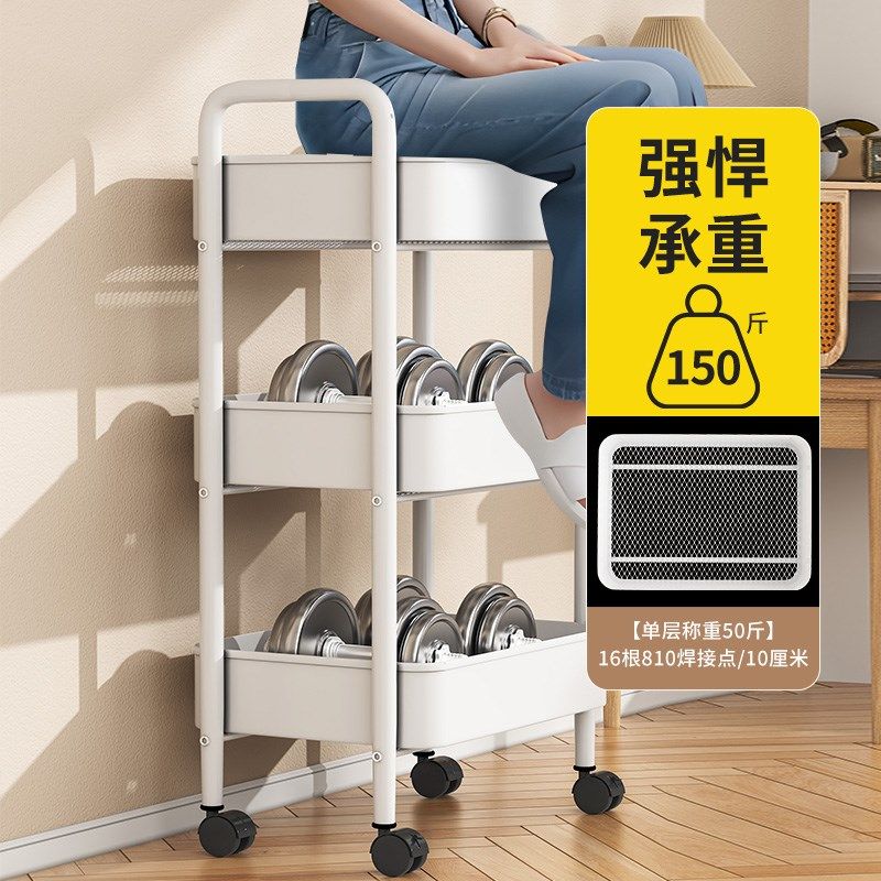 书架落地置物架移动带轮多层家用儿童零食收纳小推车简易铁艺书柜