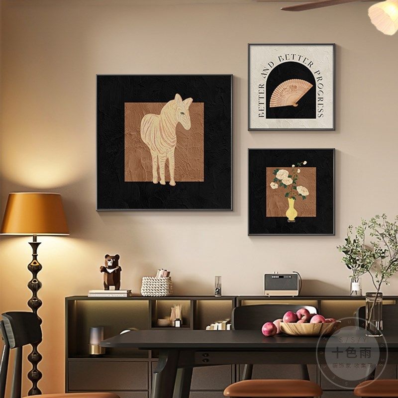 中古风餐厅装饰画新款高级感餐桌背景墙壁画法式复古客厅组合挂画,家居饰品,现代装饰画,淘宝优惠券,粉丝福利购,淘宝优惠卷