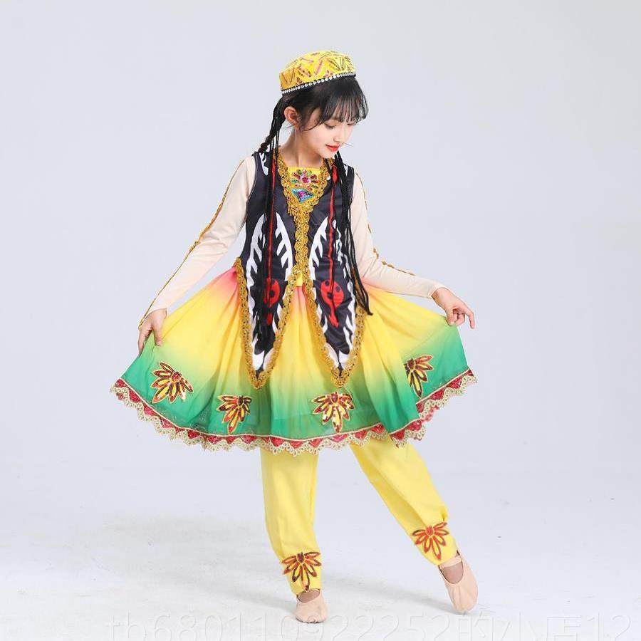 正品荷风采漠小舞蹈演出服装儿童娃哈新疆尔少数民族哈维吾族表演