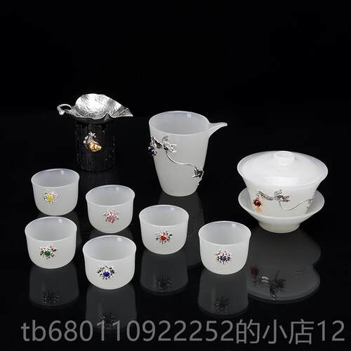 正品景德镇功茶具盖泡套装家用夫简约中式碗茶壶琉璃玉白瓷小茶杯