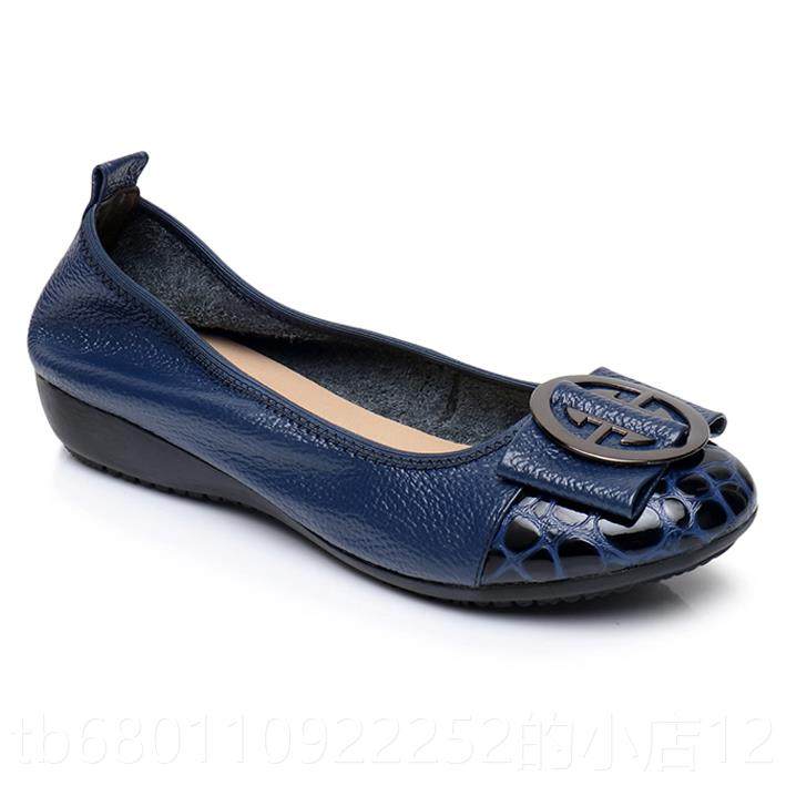 正品上式海牌真皮女鞋平底浅单鞋女软底口妈妈鞋平底跟格纹便华鞋