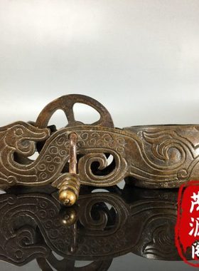 怀旧民国老物件老式纯铜龙纹同墨斗墨线盒木工划线工具老铜器收藏