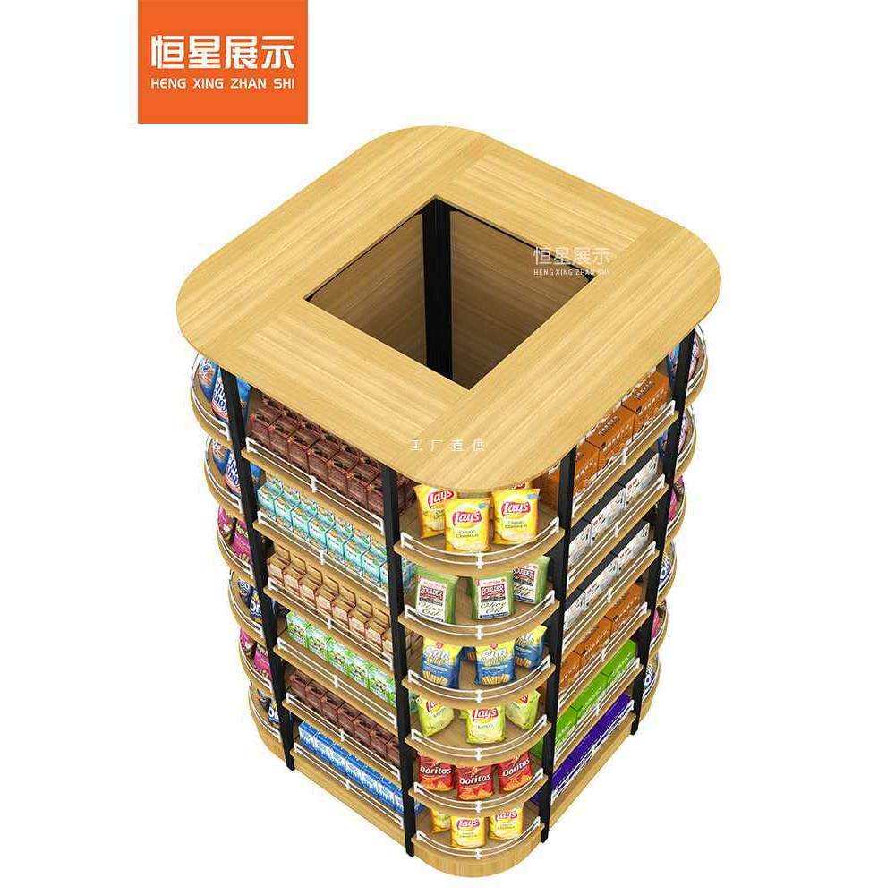 6E3X恒星超市便利店钢木组合包柱子围住货架中间柱多功能展示架零