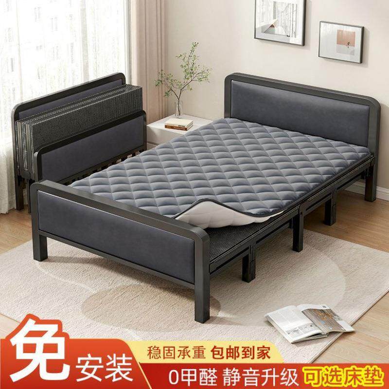 午休床折叠床家用铁架床带床垫出租屋简易床硬板床办公室单人双人