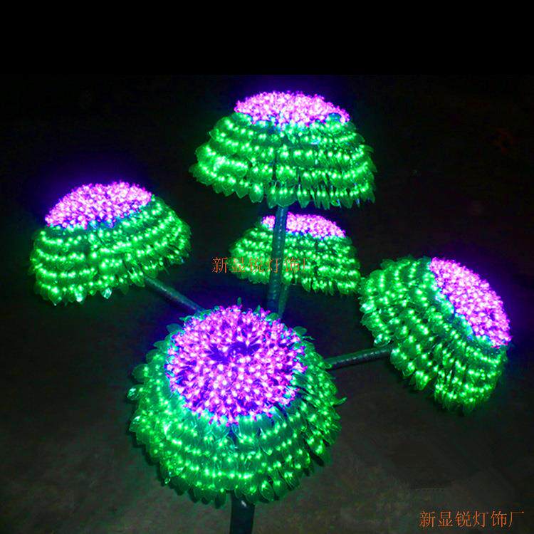 长期供应LED球形蘑菇树灯、各种花树灯,多头彩蘑菇树灯