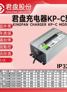 君盘1500W 60v72v锂电池充电器12V65A 24V45A 48V25A电瓶车充电器