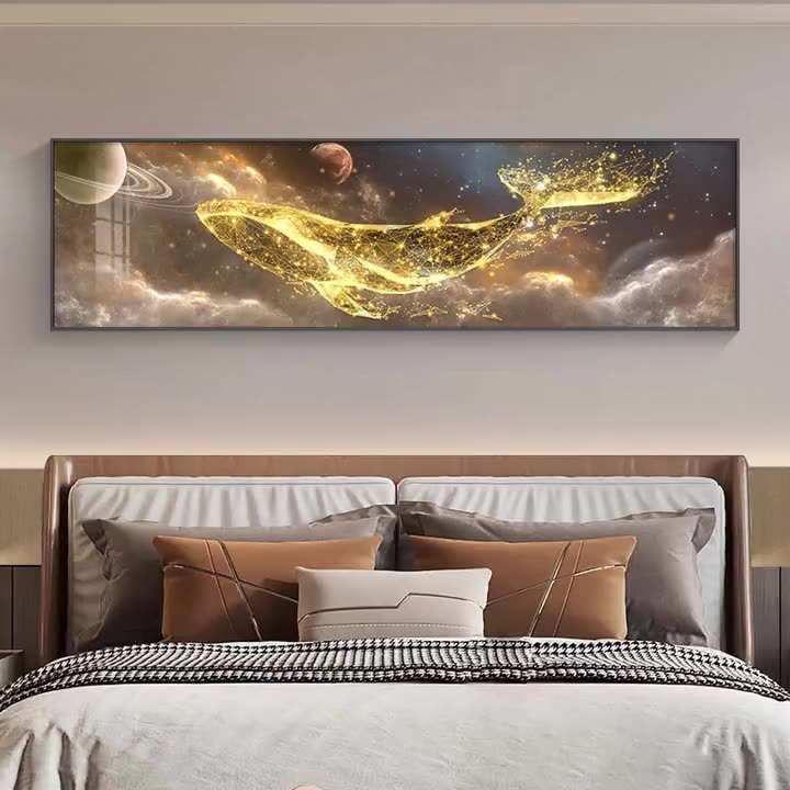 现代轻奢卧室床头装饰画创意鲸鱼客厅沙发背景墙挂画