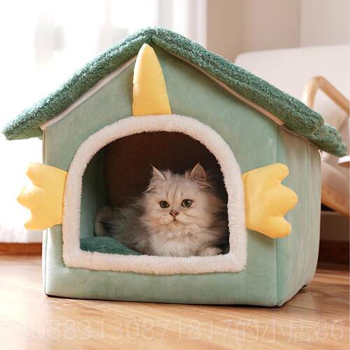 正品猫冬季保暖封闭咪式房子型猫屋四季通用小网红猫垫子窝型犬狗