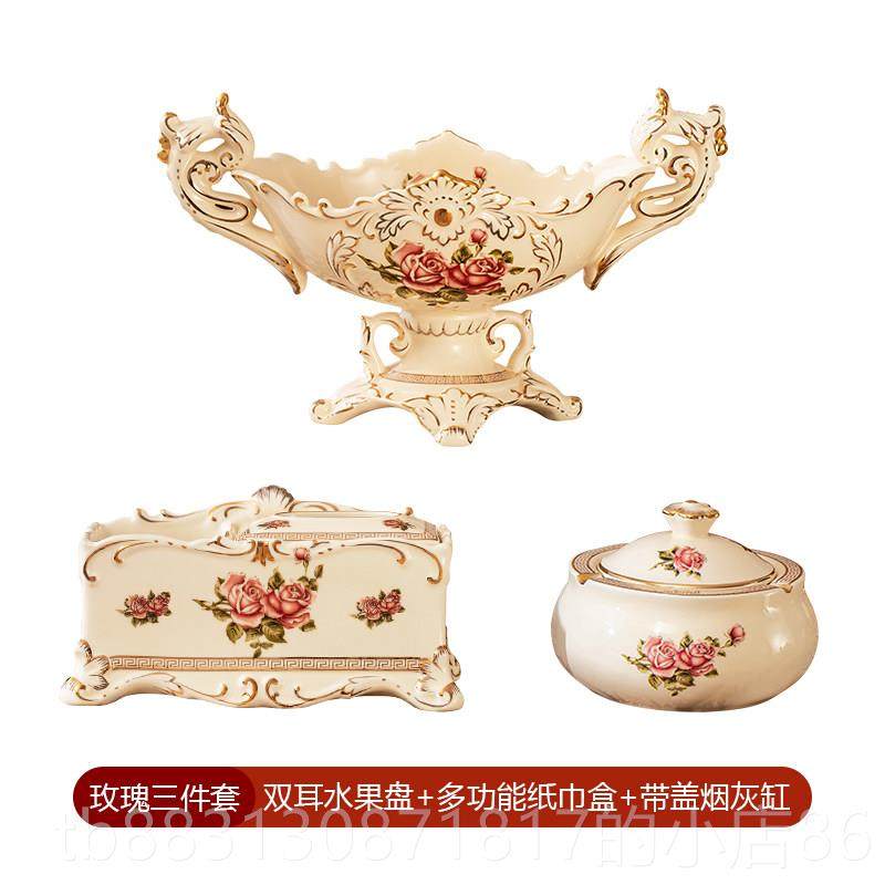 正品欧式盘套装客纳厅奢华高档收婚庆新年陶瓷糖果干果果盘盒分格