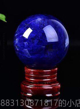 正品蓝色水晶球冶石水晶原炼石工品装饰品风水珠入口品装艺饰礼基