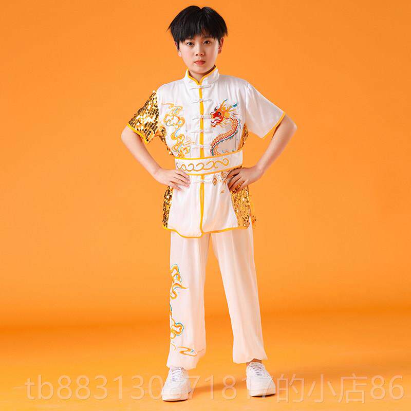 正品新馆中国风儿童武术服款练功服武训练服武比赛表演服短袖术男