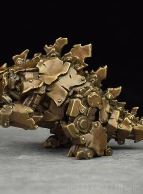 正品战黄铜材机械小怪兽大哥斯拉质创意桌面手办摆件工艺礼品办公