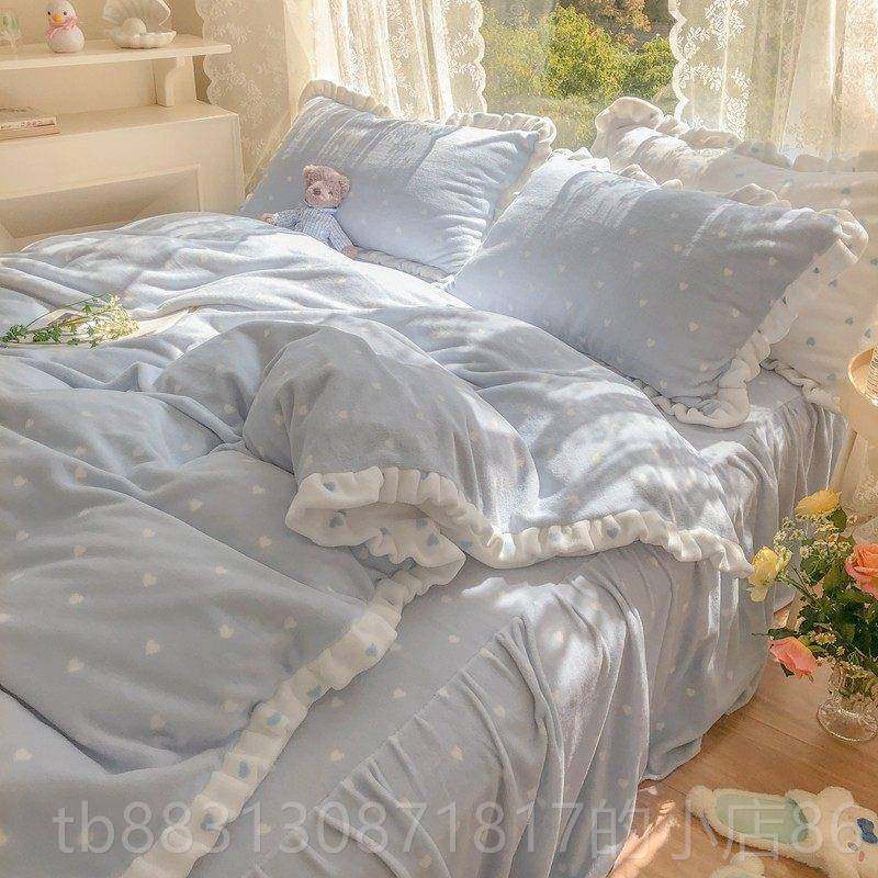 正品油蓝牛in舍s奶绒四件奶套 甜美少女心加厚珊瑚绒三件套宿床上,床上用品,床品套件/四件套/多件套,淘宝优惠券,粉丝福利购,淘宝优惠卷