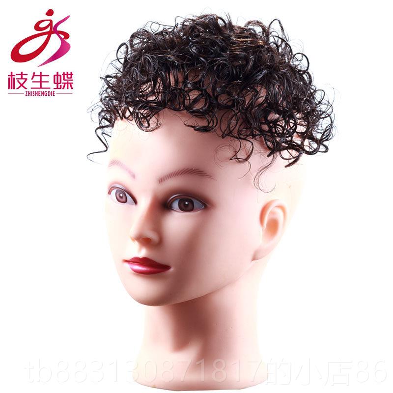 正品枝生蝶手织假发卷发块补稀盖疏白无痕发女士补发片 真发头顶