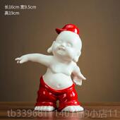 高档创嘻哈弥办勒佛摆件陶瓷小和饰尚街舞小子公室桌面意装 品开业