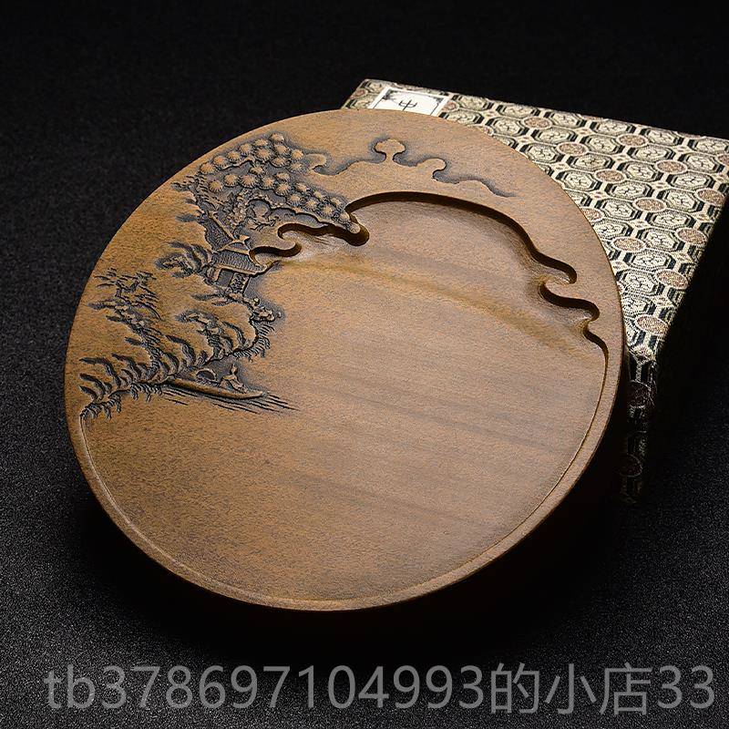 新款精非物质化遗产砚雕刻技术布依山水老坑荀砚天然原石品玉县黄