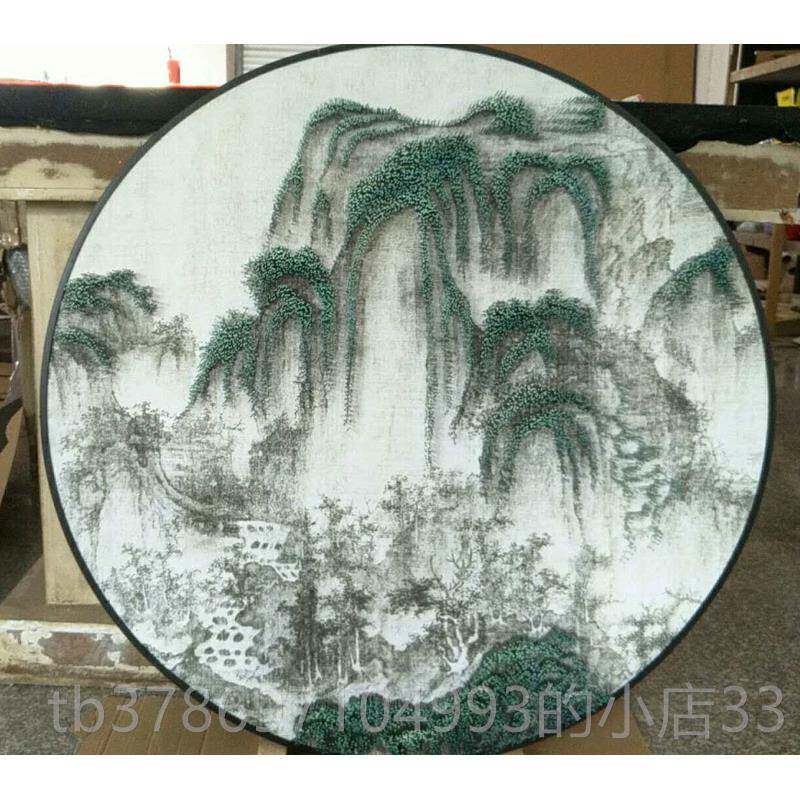 新款新中厅式客装饰画画实物立体挂圆形钉子画山水墙壁别画样板间