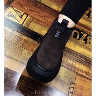 新款2032冬品广州时新尚男鞋麂皮单秋腿万能棕色单棉高帮靴