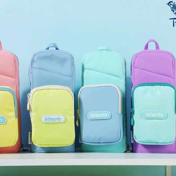 青壹坊新款创意文具盒豆蔻年华拼色大容量书包笔袋小学生铅笔包