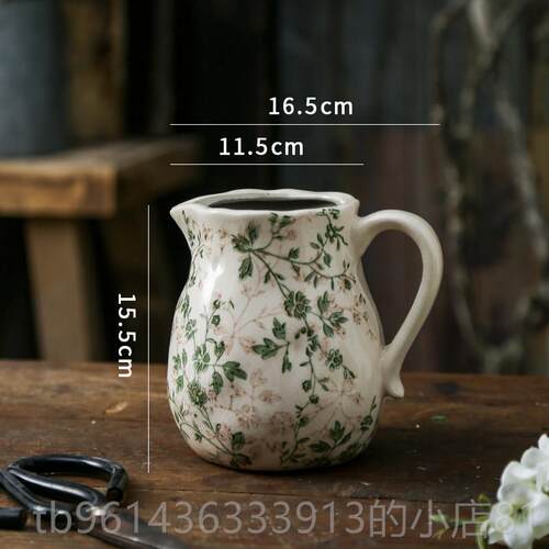 高档简绿约色覆古大陶瓷花瓶插花花卉鲜水培器皿客厅餐桌面创意摆